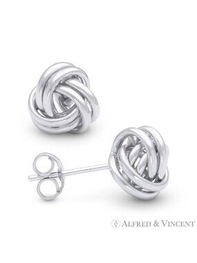 Love-Knot Fashion Stud Earrings with Push-Back Posts in 14k White Gold
